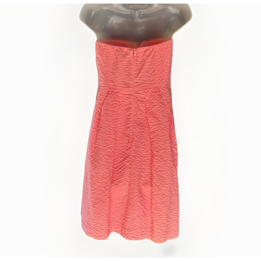 J. CREW Seersucker Strapless Dress Size 6 Coral Pink Cotton Romantic Coastal - Picture 7 of 13